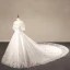 Luxury / Gorgeous Ivory 2018 Wedding Crossed Straps Lace Tulle U-Neck 1/2 Sleeves Appliques Backless Beading Summer Ball Gown Wedding Dresses