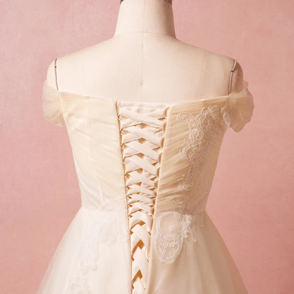 Classique Élégant Champagne Grande Taille Robe De Soirée 2018 Tulle Lacer V-Cou Princesse Appliques Dos Nu Printemps Soirée Robe De Ceremonie