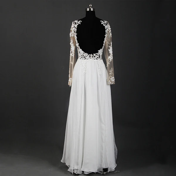 Klassisk Eleganta Elfenben Långa Bröllop 2018 Prinsessa U-Hals Tyll Snörning Appliqués Halterneck Pierced Genomskinliga Bröllopsklänningar