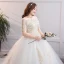 Unique Blanche Grande Taille Robe De Mariée 2019 Princesse Chapel Train En Dentelle Manches Courtes Appliques Bustier Dos Nu Église Mariage