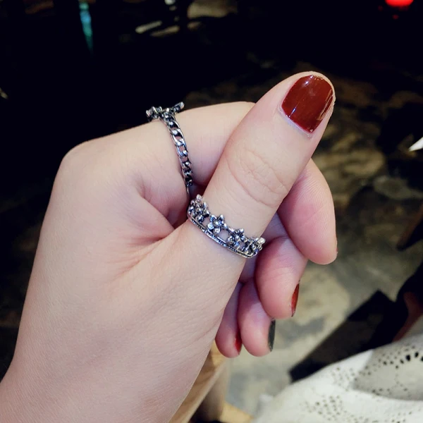 Mode Silver Rhinestone Blomma Gatukläder Ringar Set 4-delat Ringar 2019 Tillbehör