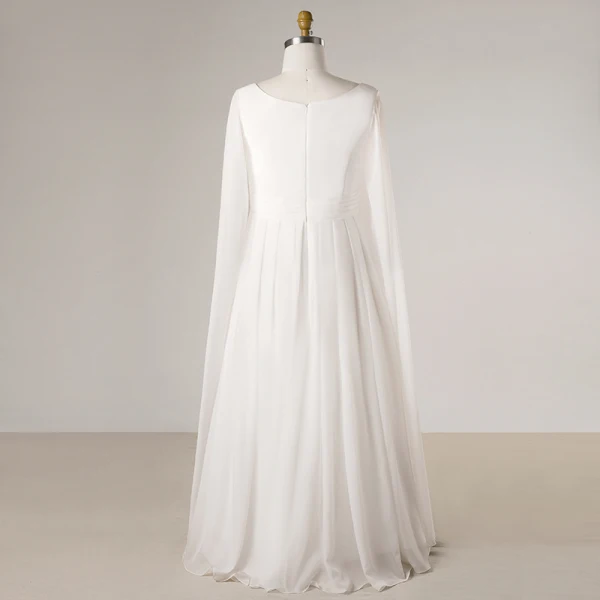Chinese style White Plus Size Evening Dresses  2018 Zipper Up A-Line / Princess V-Neck Chiffon Embroidered Evening Party Formal Dresses