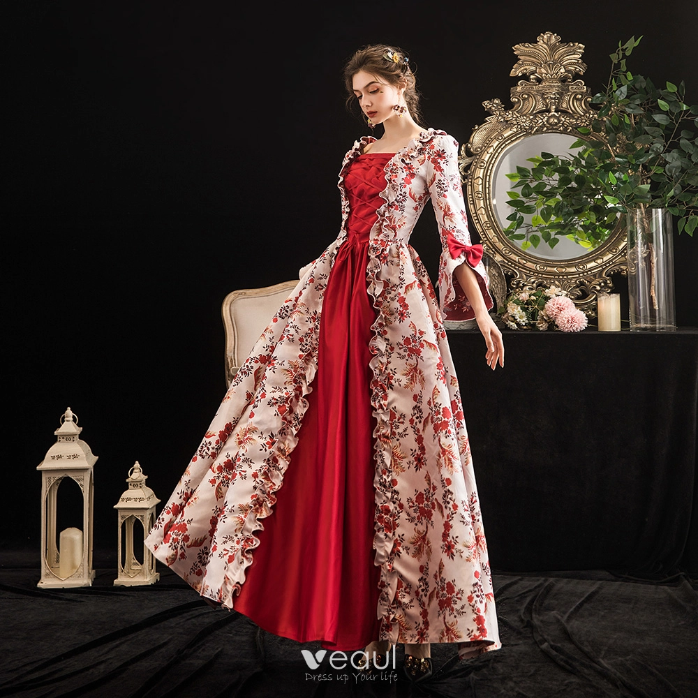 Vintage Burgundy Long Prom Dresses