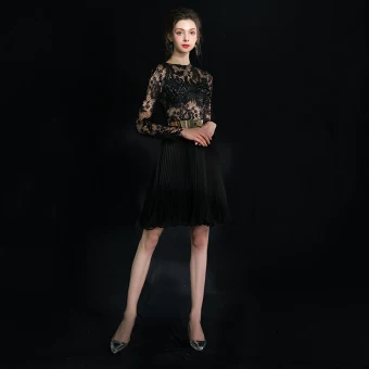 Modern Fashion Black Graduation Dresses 2018 A Line Princess Tulle U Neck Lace Up Beading Pierced Short Evening Party Formal Dresses