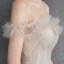 Colored Multi-Colors Wedding Dresses 2018 A-Line / Princess Off-The-Shoulder Short Sleeve Backless Ruffle Cathedral Train