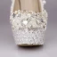 Fine 2017 14 cm Hvit Casual PU Krystall Rhinestone Høyhælte Stiletthæler Pumps Brudesko