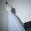 Snygga / Fina Himmelsblå Aftonklänningar 2017 Prinsessa Spets V-Hals Appliqués Halterneck Broderade Afton Balklänningar