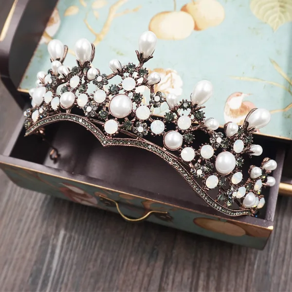 Vintage Bridal Jewelry 2017 Wedding Metal Accessories Rhinestone Tiara Ivory Pearl