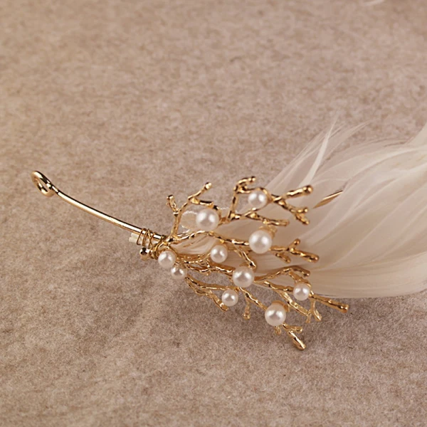 Modern / Fashion Gold Bridal Jewelry 2017 Metal Beading Feather Pierced Headpieces Wedding Prom Accessories