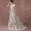 Romantique Plage Champagne Robe De Mariée 2017 Princesse Manches Courtes Encolure Dégagée Appliques En Dentelle Train De Balayage