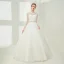 Elegant White Ball Gown Wedding Dresses 2017 Scoop Neck Long Sleeve Appliques Lace Beading Pearl Metal Sash Floor-Length / Long