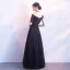 Amazing / Unique Black Evening Dresses  2017 A-Line / Princess V-Neck Tulle Appliques Backless Beading Evening Party Formal Dresses