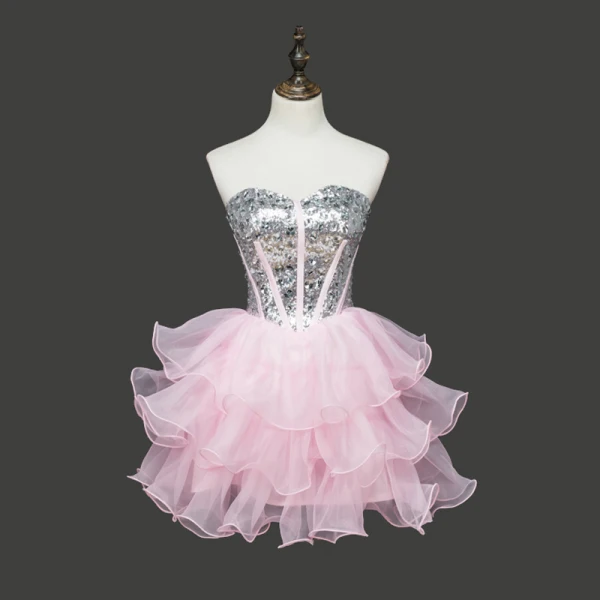 Chic / Beautiful Champagne Cocktail Dresses 2017 A-Line / Princess Tulle Backless Beading Rhinestone Cocktail Party Formal Dresses