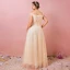 Classique Élégant Champagne Grande Taille Robe De Soirée 2018 Tulle Lacer V-Cou Princesse Appliques Dos Nu Printemps Soirée Robe De Ceremonie
