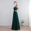 Modest / Simple Dark Green Floor-Length / Long Evening Dresses  2018 A-Line / Princess V-Neck Chiffon Lace-up Backless Evening Party Formal Dresses