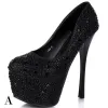Chic / Beautiful Black 2017 Womens Shoes PU Beading Crystal Cocktail Party