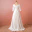 Schlicht Weiß Übergröße Hochzeit 2018 A Linie Lange Ärmel U-Ausschnitt Charmeuse Schnüren Rückenfreies Brautkleider
