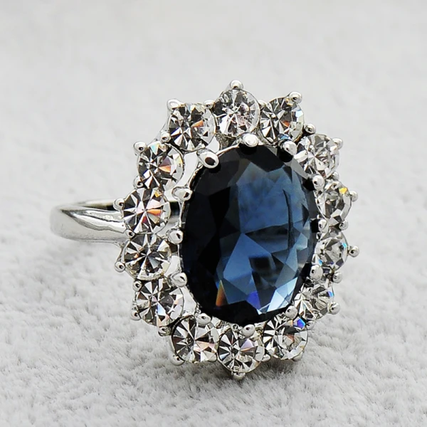Luxe Bleu Marine Faux Diamant Fait main Chanceux Bague Métal Soirée Anneaux 2019 Accessorize