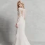 Modern / Fashion Sexy Ivory Wedding Dresses 2020 Trumpet / Mermaid V-Neck 3D Lace Long Sleeve Appliques Backless Embroidered Sweep Train Wedding