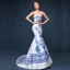 Modern / Fashion Chinese style White Court Train Evening Dresses  2018 Trumpet / Mermaid Charmeuse Appliques Beading Embroidered Rhinestone Evening Party Formal Dresses
