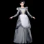 Vintage / Retro Medieval Grey Ball Gown Prom Dresses 2021 U-Neck Long Sleeve Floor-Length / Long Crossed Straps Lace Embroidered Cosplay Prom Formal Dresses