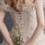 Colored Multi-Colors Wedding Dresses 2018 A-Line / Princess Off-The-Shoulder Short Sleeve Backless Ruffle Cathedral Train
