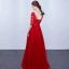 Chic / Beautiful 2017 3/4 Sleeve Candy Pink Red Crossed Straps Lace X-Strap Chiffon Lace U-Neck Cocktail Party Evening Party Summer Ball Gown Prom Dresses