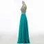 Sparkly Rhinestone Prom Dresses 2017 A-Line / Princess Scoop Neck Sleeveless Heart-shaped Backless Beading Sequins Jade Green Chiffon Floor-Length / Long Formal Dresses