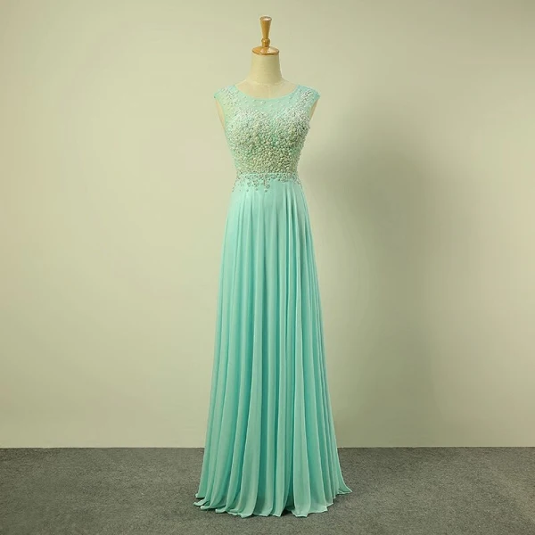 Chic / Beautiful Royal Blue Evening Dresses 2017 A-Line / Princess Scoop Neck Sleeveless Beading Pearl Ruffle Chiffon Floor-Length / Long Formal Dresses