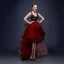 Chic / Beautiful 2017 Burgundy Party Dresses V-Neck Lace Handmade  Appliques Backless Rhinestone A-Line / Princess Cocktail Dresses