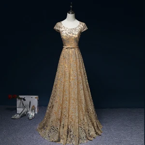 Scintillantes Dorés Robe De Soirée 2017 Princesse Glitter Bustier Dentelle Dos Nu Bleu Marine De Retour Soirée Robe De Fete