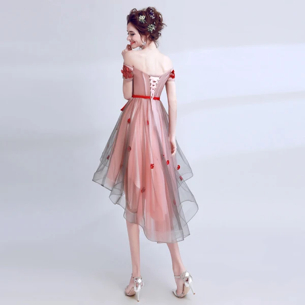 Chic / Beautiful Red Graduation Dresses 2017 A-Line / Princess Lace Strapless Appliques Backless Flower Cocktail Party Homecoming Formal Dresses