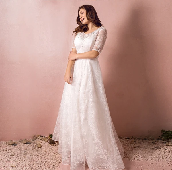 Snygga / Fina Elfenben Extra Stor Storlek Bröllopsklänningar 2018 Prinsessa Tyll U-Hals Snörning Beading Appliqués Halterneck Bröllop