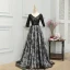 Flower Fairy Black Court Train Evening Dresses  2018 A-Line / Princess V-Neck Backless Printing Charmeuse Evening Party Prom Dresses