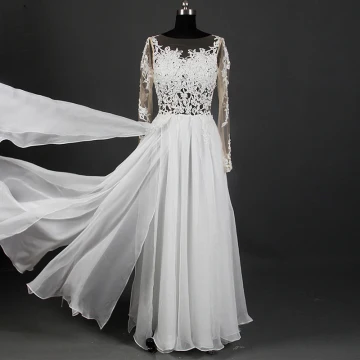 Classic Elegant Ivory Floor Length Long Wedding 2018 A Line Princess U Neck Tulle Lace Up Appliques Backless Pierced See Through Wedding Dresses