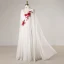 Chinese style White Plus Size Evening Dresses  2018 Zipper Up A-Line / Princess V-Neck Chiffon Embroidered Evening Party Formal Dresses