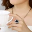 Luxe Bleu Marine Faux Diamant Fait main Chanceux Bague Métal Soirée Anneaux 2019 Accessorize