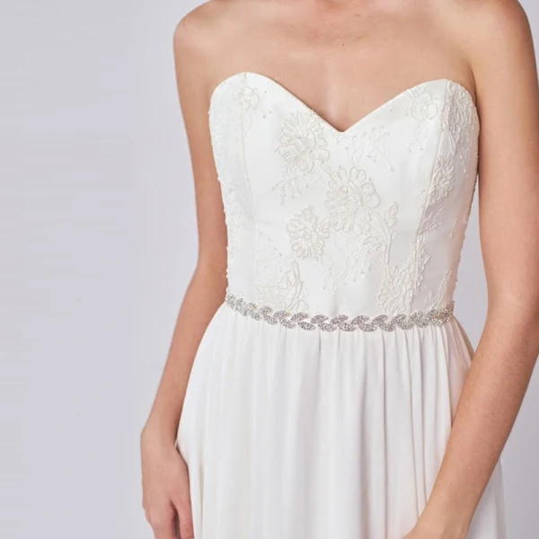 Klassisk Elegant Sølv Bånd 2020 Satin Metall Håndlaget Beading Rhinestone Bryllup Aften Ball Tilbehør