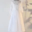 Chic / Belle Blanche Grande Taille Robe De Soirée 2020 Dentelle U-Cou Fait main Perlage Paillettes Brodé Bande Thé Longueur Soirée Été Manches Longues Princesse Robe De Ceremonie
