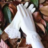 Chic / Beautiful Ivory Bridal Gloves 2020 Lace Rhinestone Tulle Wedding Prom Accessories