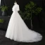 Simple Blanche Grande Taille Robe De Mariée 2020 Princesse Manches Courtes V-Cou Couleur Unie Dentelle Fait main Appliques Brodé Chapel Train Mariage