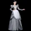 Vintage / Retro Medieval Grey Ball Gown Prom Dresses 2021 U-Neck Long Sleeve Floor-Length / Long Crossed Straps Lace Embroidered Cosplay Prom Formal Dresses