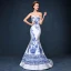 Modern / Fashion Chinese style White Court Train Evening Dresses  2018 Trumpet / Mermaid Charmeuse Appliques Beading Embroidered Rhinestone Evening Party Formal Dresses