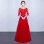 Chic / Beautiful 2017 3/4 Sleeve Candy Pink Red Crossed Straps Lace X-Strap Chiffon Lace U-Neck Cocktail Party Evening Party Summer Ball Gown Prom Dresses