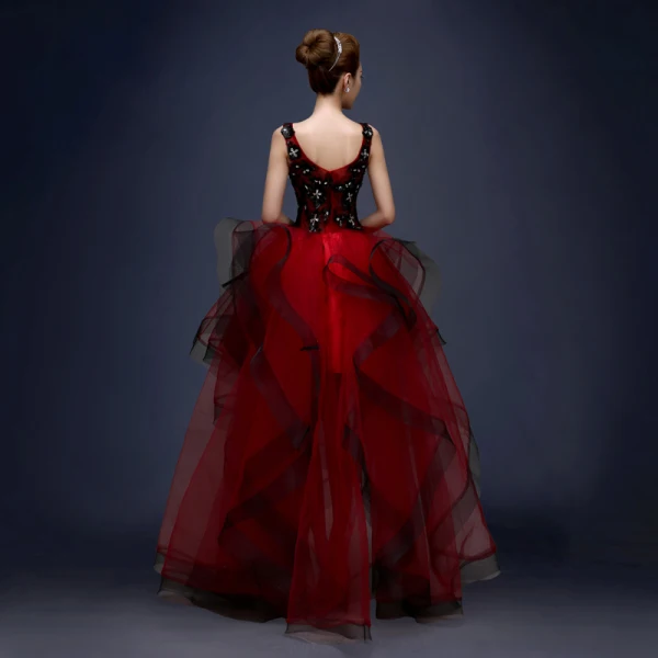 Chic / Beautiful 2017 Burgundy Party Dresses V-Neck Lace Handmade Appliques Backless Rhinestone A-Line / Princess Cocktail Dresses
