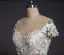 Luxury / Gorgeous Champagne Beach Wedding Dresses 2017 A-Line / Princess Scoop Neck Short Sleeve Appliques Lace Backless Detachable Chapel Train