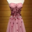 Chic / Belle Rougissant Rose Robe De Soirée 2017 Princesse Bustier Tulle Perlage Appliques Dos Nu Soirée Robe De Ceremonie