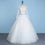 Elegant White Ball Gown Wedding Dresses 2017 Scoop Neck Long Sleeve Appliques Lace Beading Pearl Metal Sash Floor-Length / Long