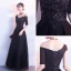 Amazing / Unique Black Evening Dresses  2017 A-Line / Princess V-Neck Tulle Appliques Backless Beading Evening Party Formal Dresses