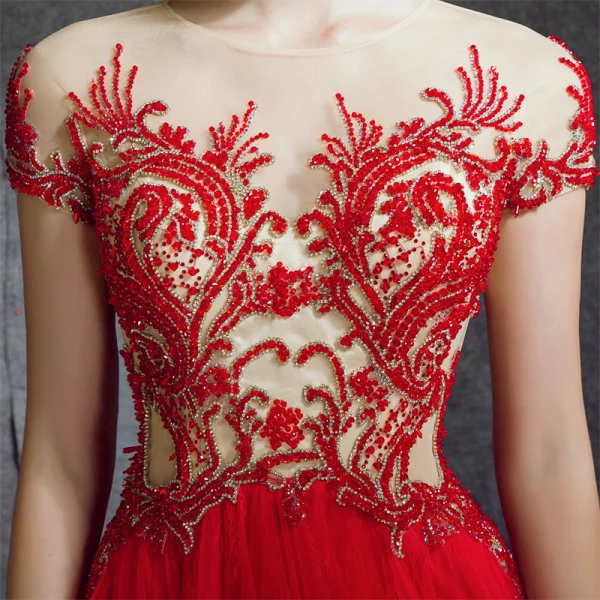 two piece formal dress red Charming V Neck Deep Slit Red Prom Dresses, Red Formal Dresses, Red Ev –  Shiny Party